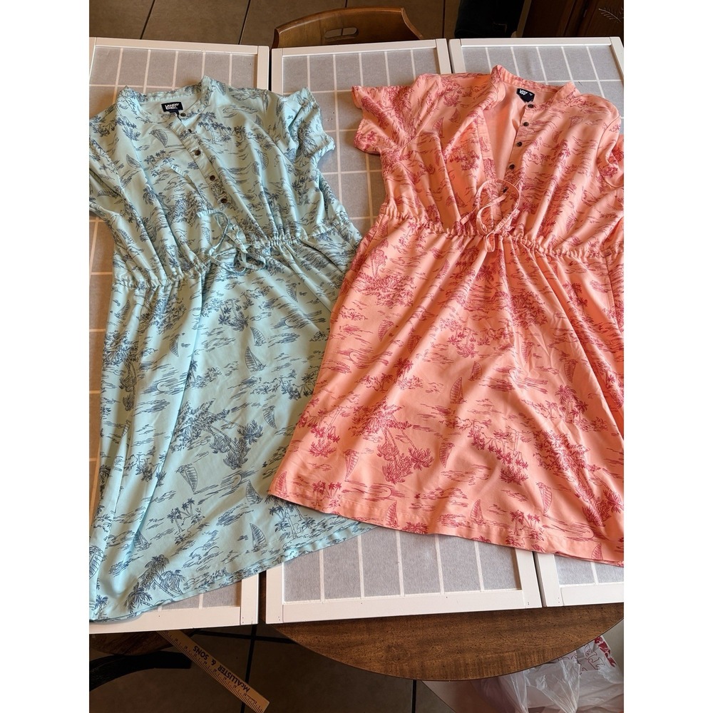 2 LandsEnd Dresses sz 16 Tropical Coastal Cowgirl Nautical Summer Wedding Guest